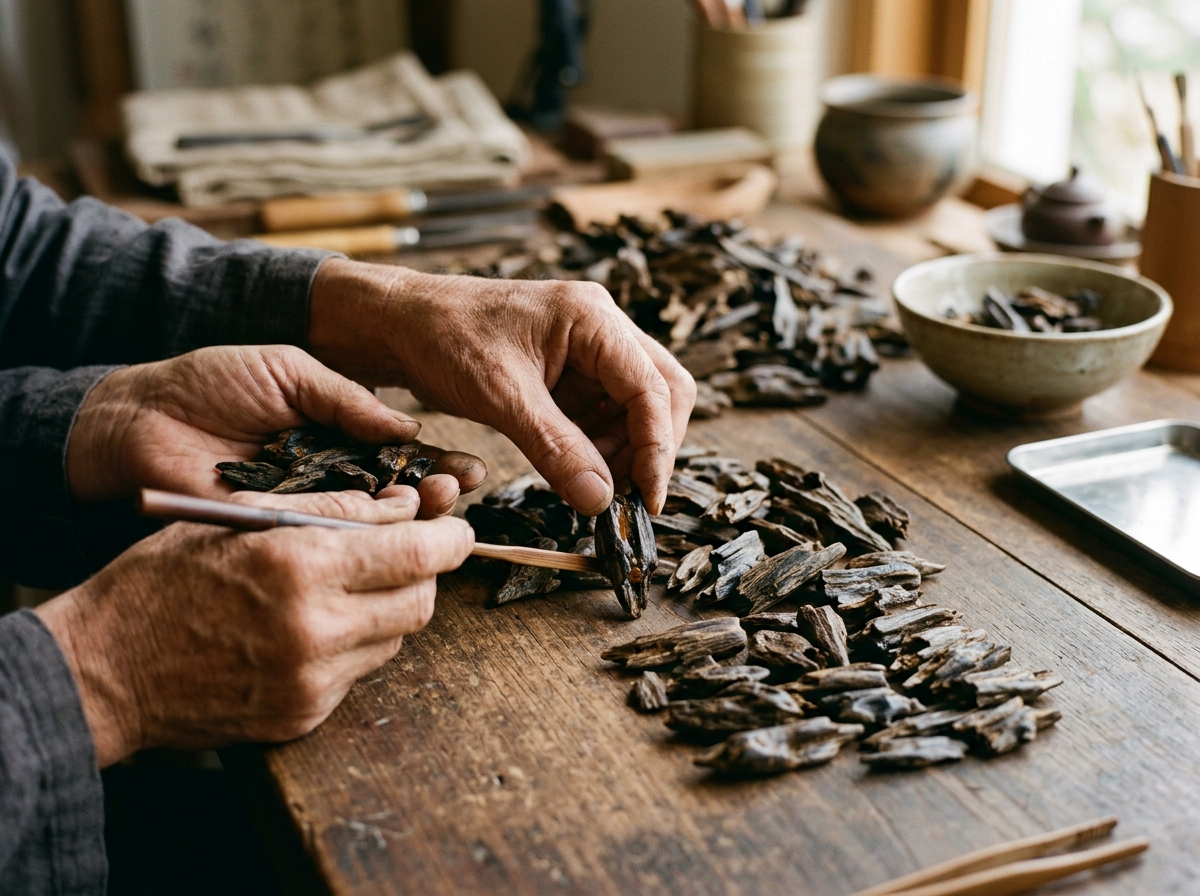 Agarwood oud sorting and grading Gabon Africa Oud Supply